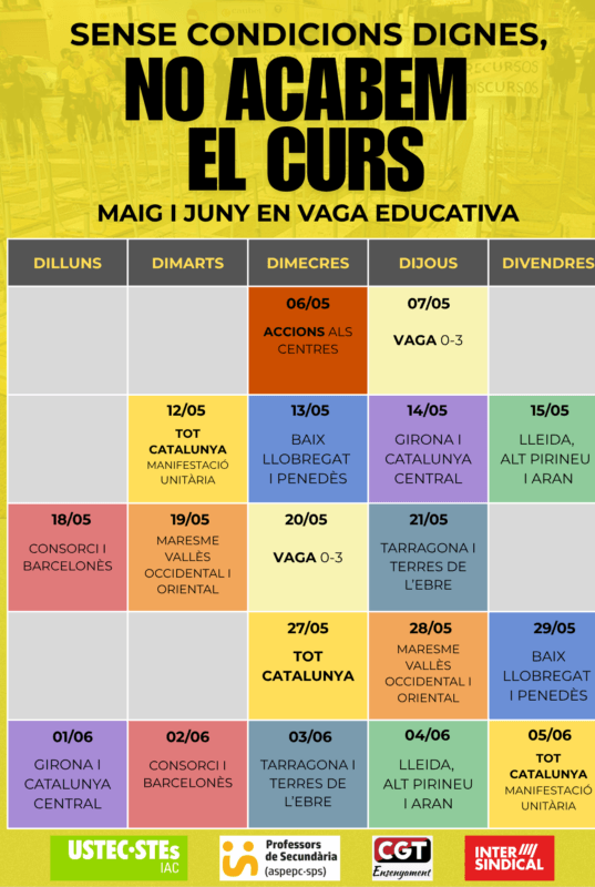 USTEC·STEs IAC, PROFESSORS DE SECUNDÀRIA, CGT I INTERSINDICAL: 