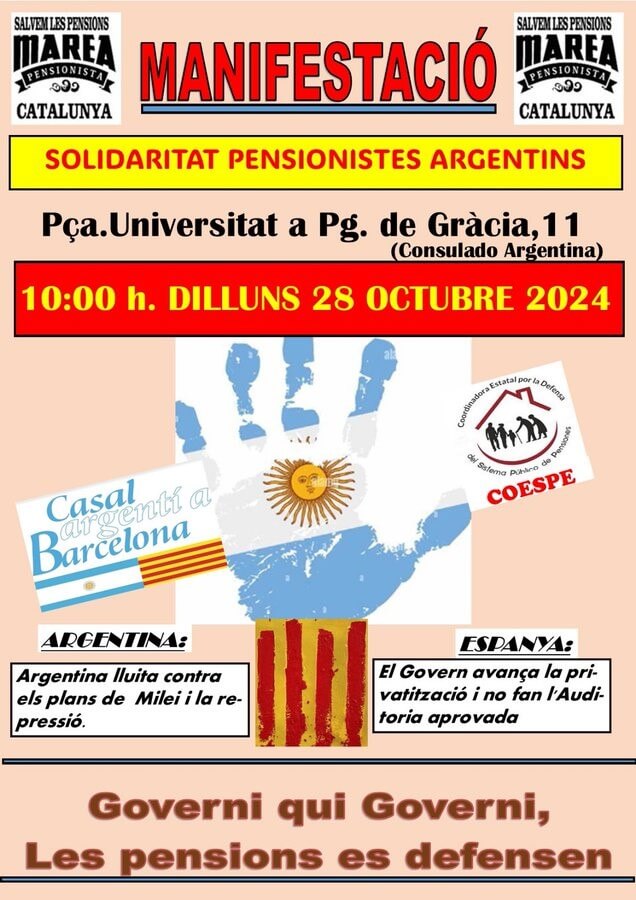 MAREA PENSIONISTA 28102024 CARTEL SOLIDARIDAD PENSIONISTES ARGENTINS