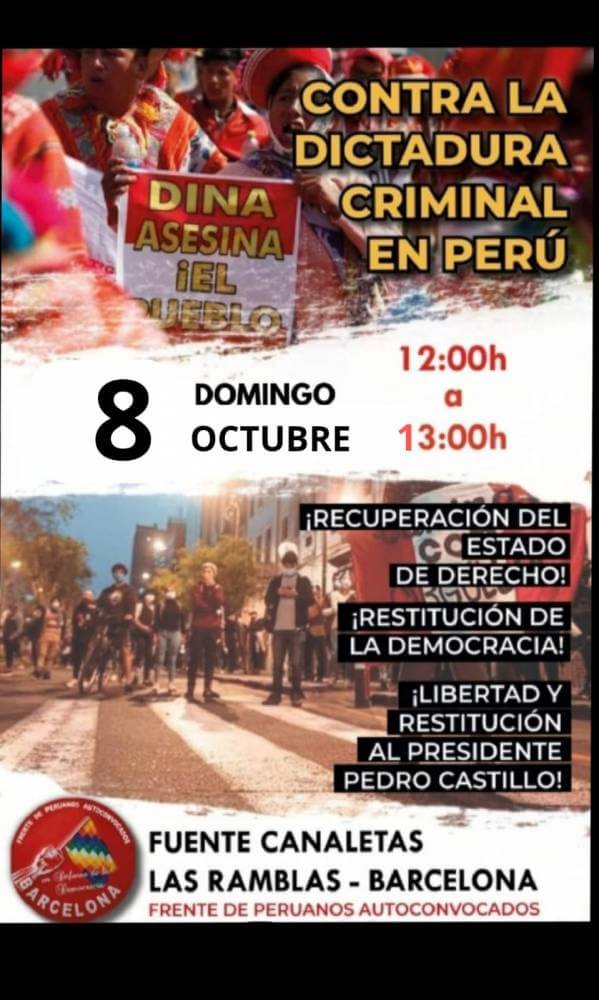 Peru insurgente en Canaletes el proximo 8 de octubre IMG 20231006 WA0012