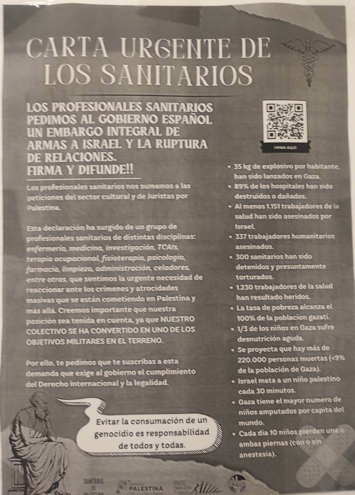 Sanitat los sanitarios piden un embargo de armas a Israel 1740613889827 982 k