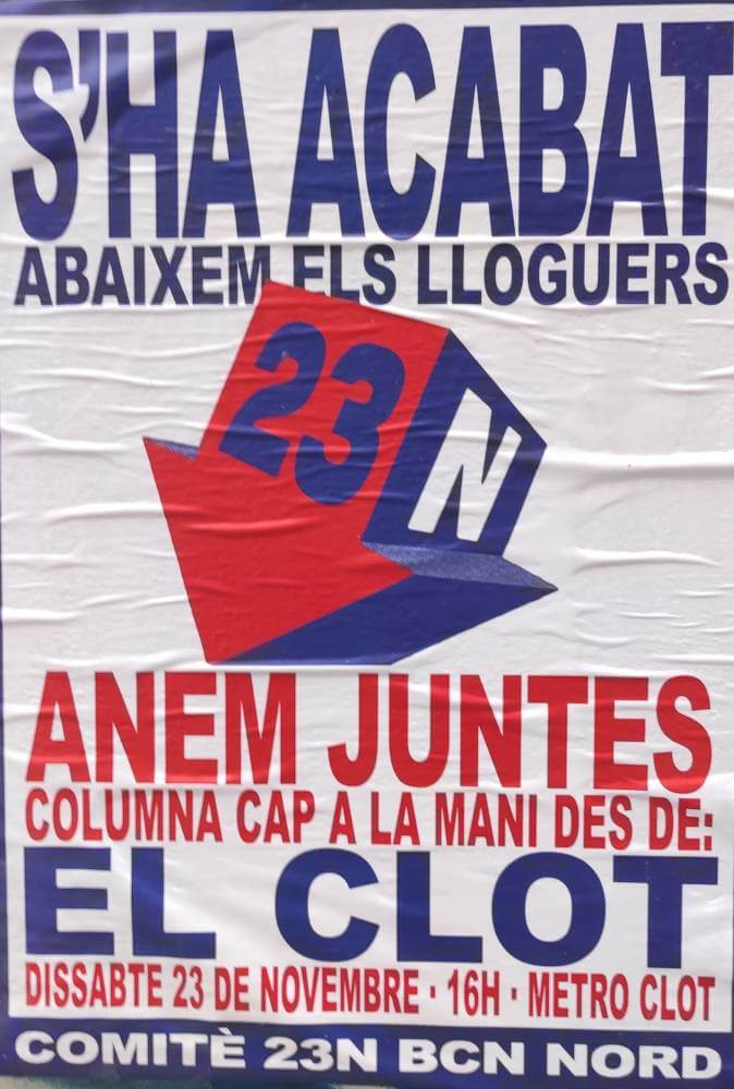 Sindicat de llogateres 23N EL CLOT junts a la menifestacio 1732191226158 969 K