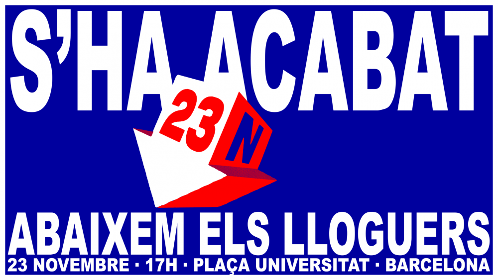 Sindicat de llogateres cartel manifestacio abaixem els lloguers 23N