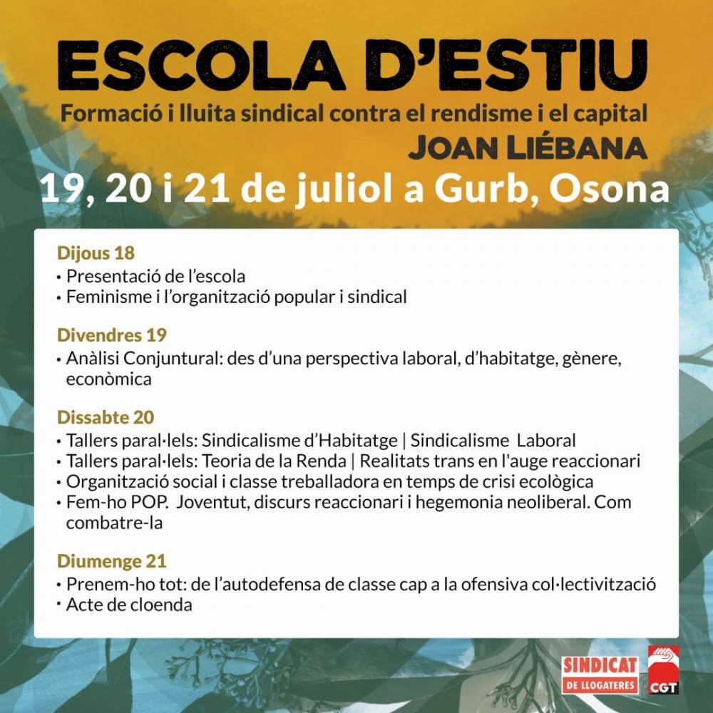 Sindicat de llogateres escola destiu 