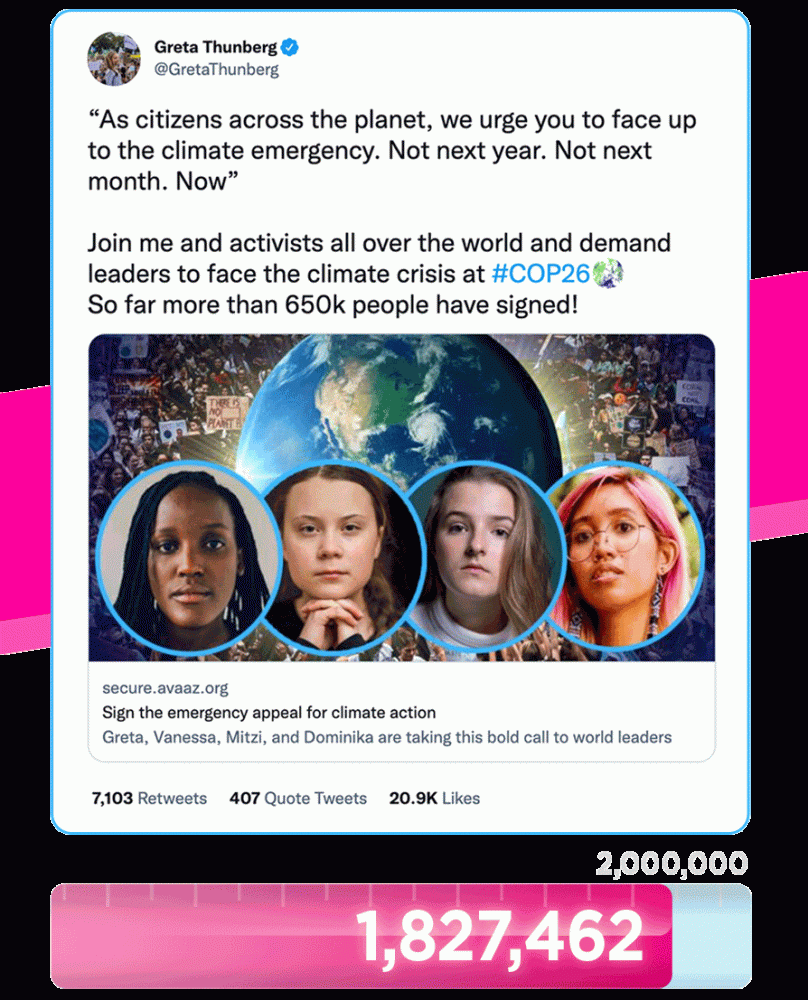 avaaz comunicado greta thumberg y tres chicas mas