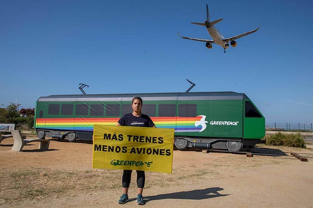 greenpeace mas trenes menos aviones