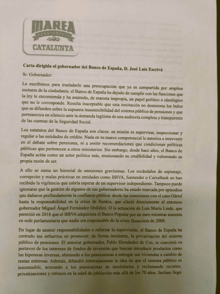 marea pensionista 26012026 comunicat entregat al governador del Banc dEspanya63f0498d c784 4b6f 8036 9ba5217ac617