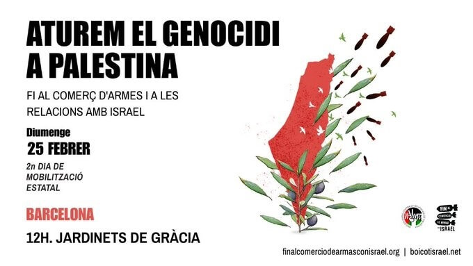 palestina 25022024 Centre Dels dEstudis per la pau cartell aturem el genocidi disminuit a 250 k