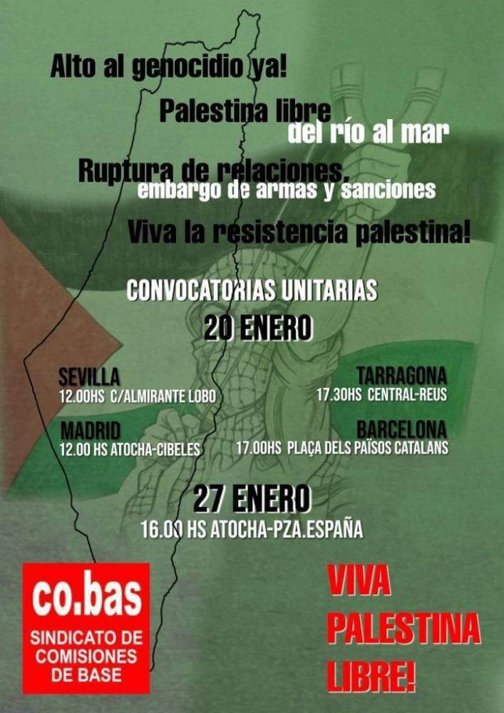 palestina manifestacion 20012024 cartel de cobas convocando acto 1705863114687
