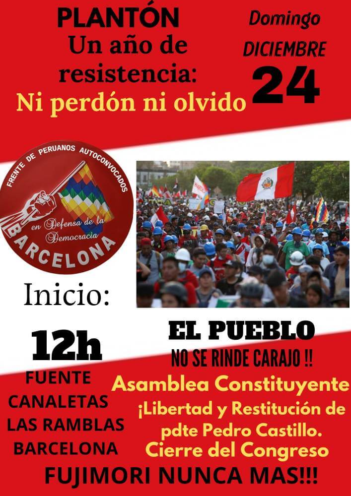 peru insurgente 24122023 cartel convocando al acto en la fuente de canaletes IMG 20231222 WA0000