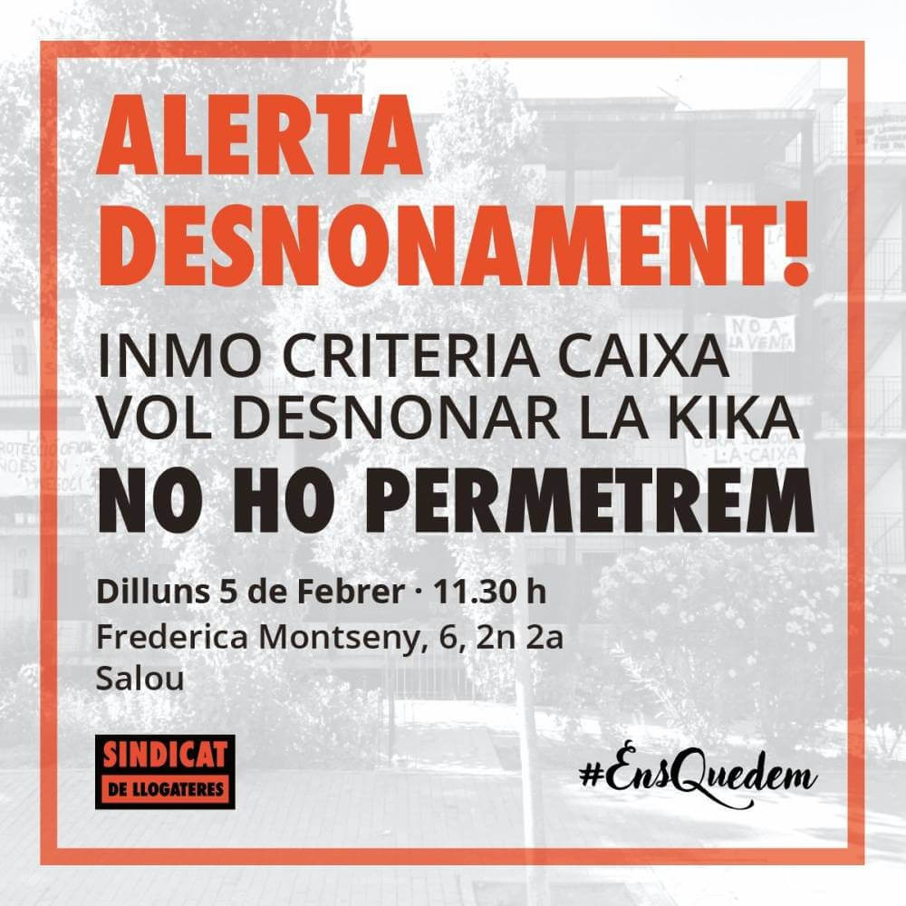sindicat de llogateres desnonament de la caixa Inmo criteria caixa de la obra social caixa