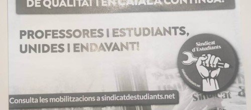 SINDICAT D'ESTUDIANTS: LA LLUITA PER UNA EDUCACIÓ PÚBLICA DE QUALITAT I EN CATALÀ CONTINUA !