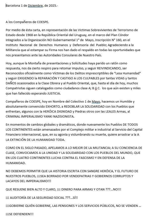 uruguay peticion 2025 de la organ 1 de Mayo 1768241448643