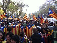 bandera catalana esteladas en una manifestacin 2012 Catalan independence protest 75
